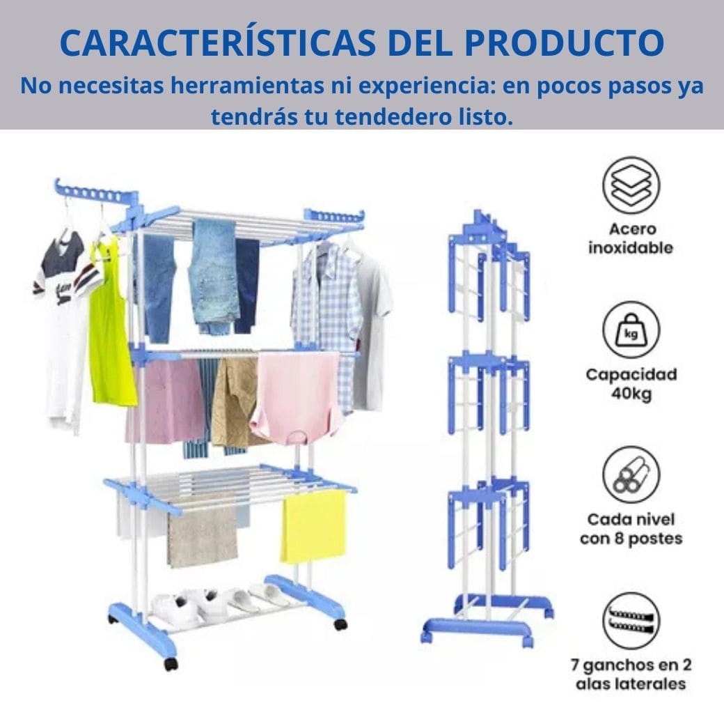 TENDEDERO PLEGABLE 3 NIVELES