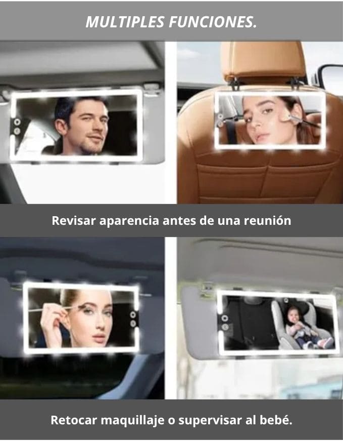 ESPEJO CON LUZ LED PARA AUTO