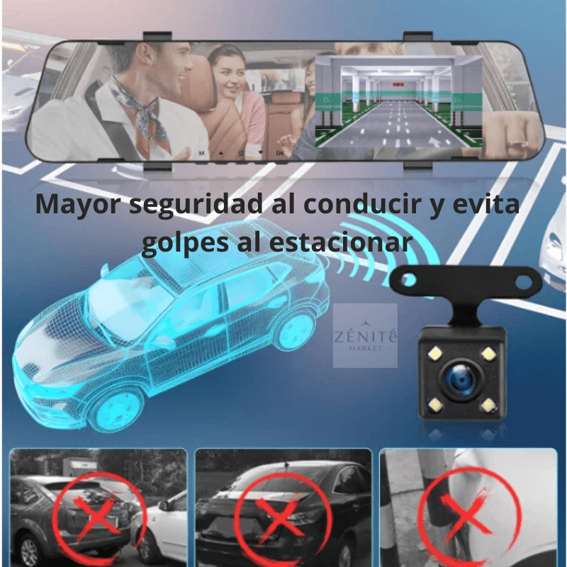 Espejo Retrovisor con Cámara Frontal y de Retroceso