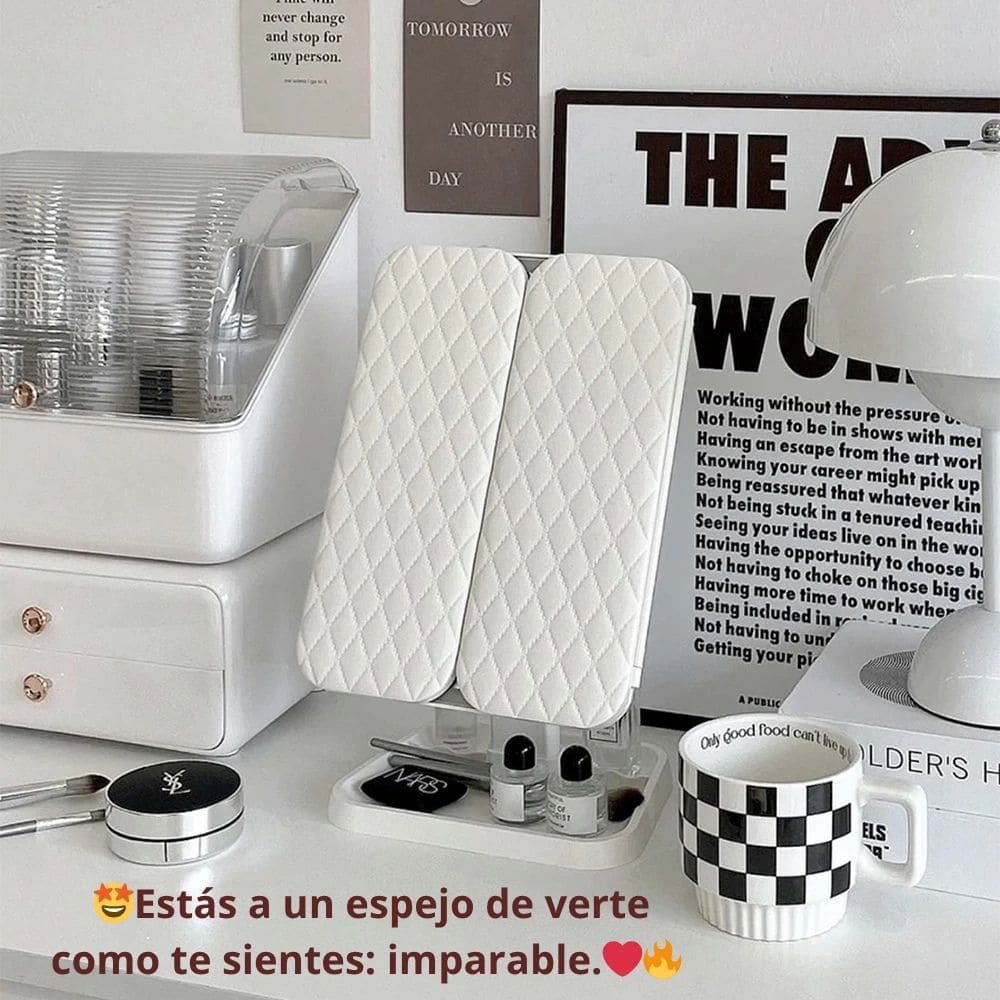 Espejo Luz LED Plegable Maquillaje
