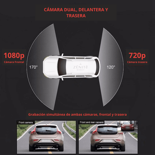 Espejo Retrovisor con Cámara Frontal y de Retroceso