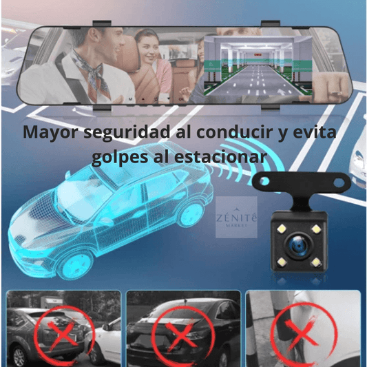 Espejo Retrovisor con Cámara Frontal y de Retroceso